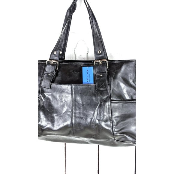 Kenneth Cole Reaction back faux leather computer laptop tote bag purse - Picture 3 of 8